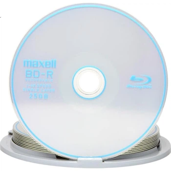 Диски Maxell BD-R Blu-Ray, записываемые оптические диски, чистые оптические диски, скорость 4x, 25 ГБ, упаковка из 10 штук в картридже