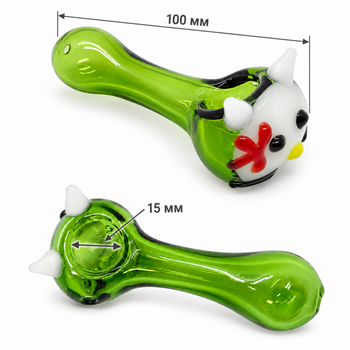 Скляна люлька N73 Cat pattern green 100мм