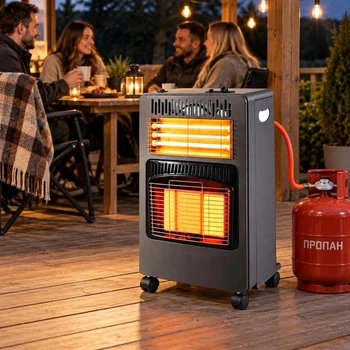 Газово-електричний обігрівач 2в1 Domotec MS-6607, 4200 Вт. інфрачервоний підлоговий обігрівач (1011202-Black)