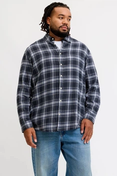 Сорочка у клітку (тонка байка) синього кольору Jack&Jones 5XL (400157-blue-14011)