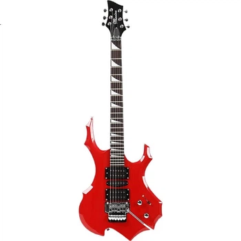 Електрогітара Minsine Flame Red/Flame унікальної форми, електронна гітара з подвійним тремоло для дорослих професійного рівня, підходить для початківців