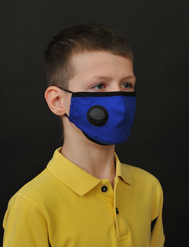 Дитяча багаторазова захисна маска для обличчя Prof Kit з вугільним фільтром (4 фільтра в комплекті) з нанесенням логотипу синя