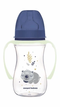 Пляшка антиколікова з широким отвором 240 мл Easystart Sleepy Koala Canpol babies - блакитна