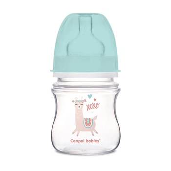 Пляшка антиколікова з широким отвором120мл PP EXOTIC Animals Canpol babies Easystart Зелена