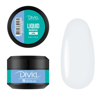 Гель для наращивания Divia "Liquid Builder Gel" - Di1712 (30 г) GL02 - White (белый)