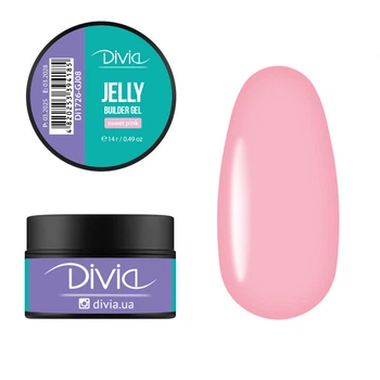 Гель для наращивания ногтей Divia "Jelly Builder Gel" - Di1726 (14 г) GJ08 - Sweet Pink (розовый)