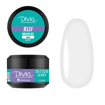 Гель для наращивания ногтей Divia "Jelly Builder Gel" - Di1725 (5 г) GJ01 - прозрачный (Clear)