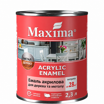 Емаль акрилова для дерева та металу, кава з молоком шовковисто-матова ТМ "Maxima" -2.3 л