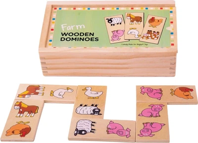 Domino Bigjigs drewniane Zwierzęta z farmy (691621197363)