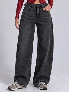 Джинсы женские It’s Basic 2961-2W6-1 Wide Leg baggy jeans с регулировкой пояса 40 черные