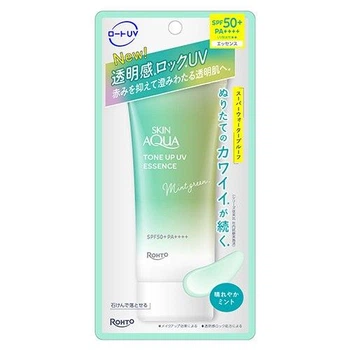 Сонцезахисна тонуюча есенція Skin Aqua Tone Up UV Essence Mint Green SPF50+ PA++++ для корекції почервонінь, 70 г