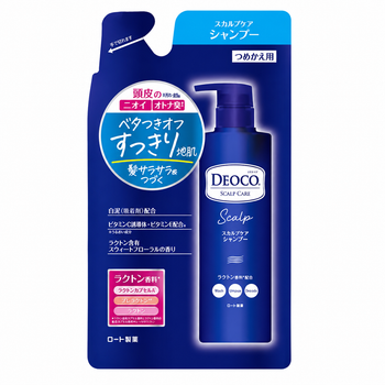 Шампунь для глубокого очищения кожи головы Rohto Deoco Scalp Care с белой глиной против нежелательных запахов, запаска, 370 мл