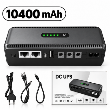 Бесперебойник для роутера UPS 5V, 9V, 12V 18 Вт 10400mAh компактный, Павербанк для интернета Wi-Fi, PoE