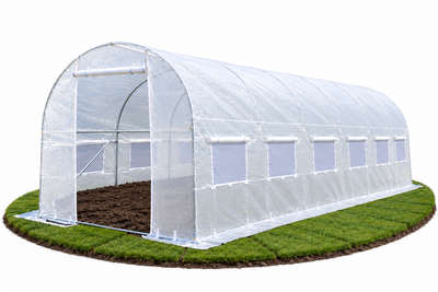 Садовая теплица 9 м² 4,5×2×2 м с армированной пленкой UV-4 с окнами Белая (408702)