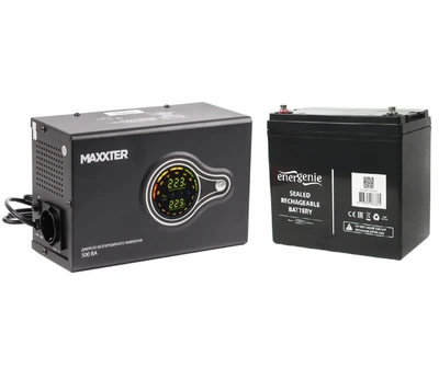 UPS ИБП с правильной синусоидой для котла Maxxter MXHIPSW500 500VA 300Вт, LCD, АКБ 55Ah, заряд 10А