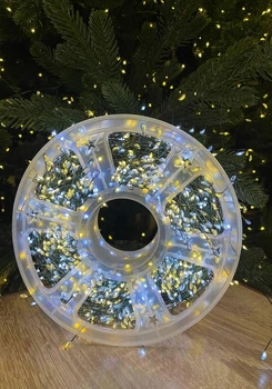 Гирлянда Мишура ФЛЭШ 100 м 3000 LED от розетки хвойная лапа на елку теплый цвет зеленый провод