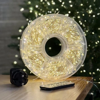 Гирлянда Мишура 100 м 3000 LED от розетки хвойная лапа на елку теплый цвет прозрачный провод