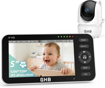Відеоняня з камерою та монітором 5" GHB SM50B HD 720P нічне бачення VOX поворотна камера двосторонній зв'язок Уцінка (SKU-621)