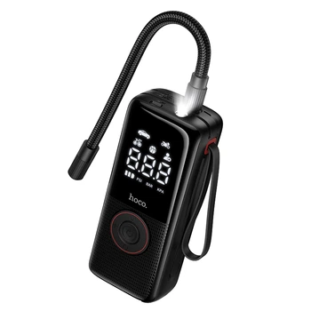 Портативный автомобильный насос HOCO ZP18 Enlighten portable smart air pump 4000mAh Black (6942007673303)