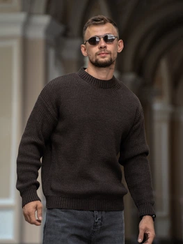 Мужской свитер теплый свободного кроя Oversize Темно-коричневий XL