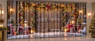 Новогодние ФотоШторы / Фотозона PHOTODECOR "Праздничные двери" 1 кв.м
