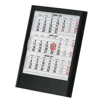 3-місячний настільний календар 2027 рік 12 х 16 см Standard 5036 чорний