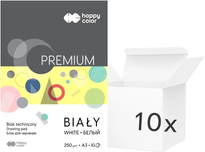 Zestaw bloków technicznych Happy Color A3 10 arkuszy Premium biały 10 szt (5905130106507)