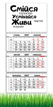 Календарь настенный квартальный на 2027 год на три пружины, Apriori , Мотиватор , Мотивационный календарь , 29,7х61см , 15 вид