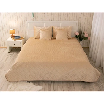 Двостороннє декоративне покривало Руно Velour Beige ромб 180х220 см бежеве