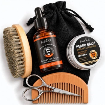 Подарочный набор для роста бороды и усов мужской Sadoer Beard Care комплект по уходу за бородой и усами косметика для бороды и усов подарок мужчине