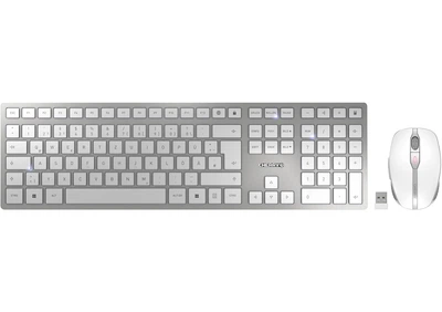 Комплект (ножична клавіатура, оптична миша) Cherry DW 9100 Slim White/Silver QWERTZ (бездротовий, Bluetooth, USB-приймач, німецька розкладка) (JD-9100DE-1) - Б/В
