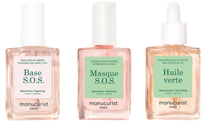 Zestaw Manucurist Rescue Kit Green Base S.O.S odżywcza baza do paznokci 15 ml + Huile Verte olejek do paznokci 15 ml + Masque S.O.S maska do paznokci 15 ml (3662263222147)