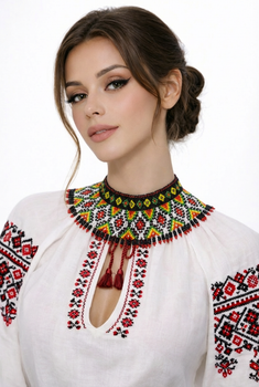 Традиционная украинская силянка из чешского бисера HatynkaUA Necklace ожерелье ручной работы (SUN999_15)