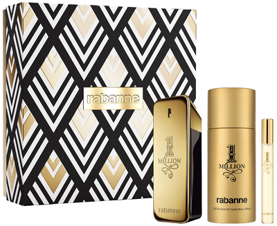 Набір для чоловіків Paco Rabanne 1 Million Туалетна вода 100 мл + Дезодорант 150 мл + Мініатюра Туалетна вода 10 мл (3349668666713)