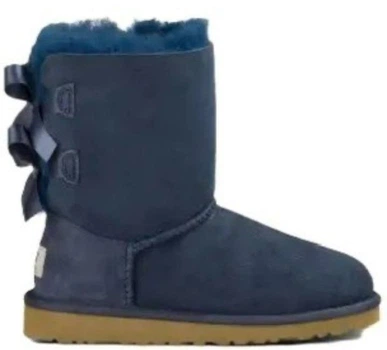 Жіночі уггі Середні Замшеві Сині з Бантами UGG Bailey Bow II Navy Suede (36, синій)
