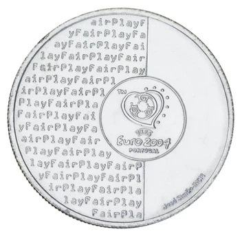 Монета Португалія 8 євро 2003 Срібло UNC Чемпіонат Європи з футболу 2004 - Чесна гра (Ag 500, 21,1 грама)