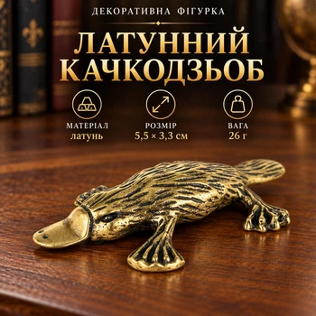 Латунная фигурка «Утконос» 5,5 × 3,3 см, 26 г