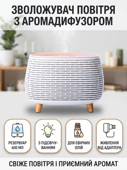 Портативный увлажнитель воздуха Happy Life Holdmay Life of Leisure Aroma Diffuser аромадиффузор для дома увлажнитель 400 мл Белый