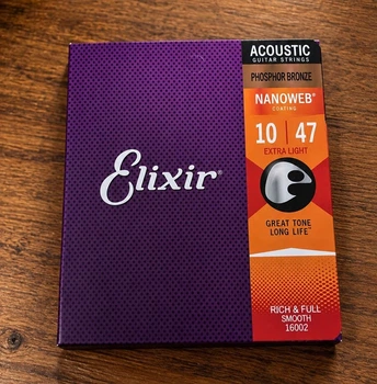 Струни для акустичної гітари Elixir 16002 Nanoweb Phosphor Bronze 10-47 Extra light
