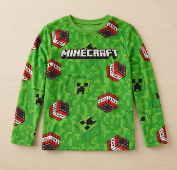 Дитяча тепла піжамна кофта minecraft (майнкрафт) з принтом кріпер та tnt — розмір 9-10 років (140 см)
