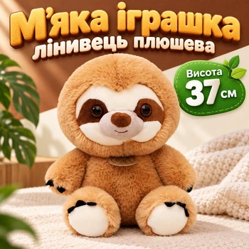 Мягкая игрушка ленивец плюшевая высота 37 см для детей мягкая игрушка животное