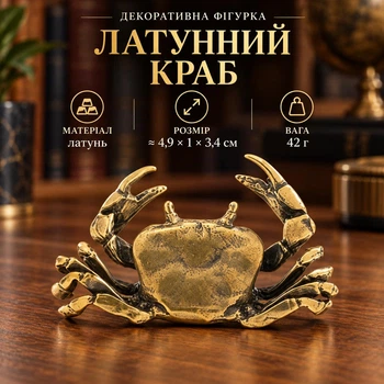латунная фигурка «Краб» 4,9×1×3,4 см, 42 г