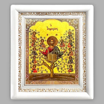 Икона Аз есмь Лоза Истинная, лик 15х18 см, в белом деревянном киоте