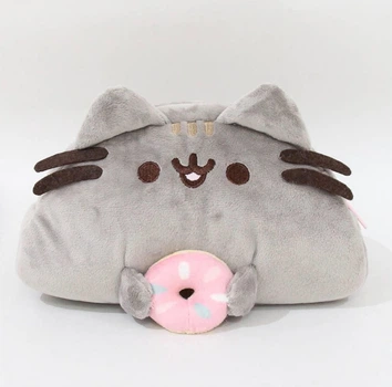 М'який пенал-косметичка Pusheen Cat з пончиком, сірий, для канцелярії