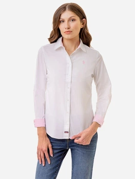 Рубашка хлопковая женская U.S. Polo Assn 215187-8900A(WHITE W-PEARL PINK STRIPE) XS Белая (786660687842)