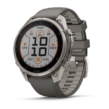 Смарт-годинник GARMIN Fenix 9 Pro inReach Solar 47mm Titanium with Pebble Gray/Silver Gray Silicone Band (010-04338-05/06)