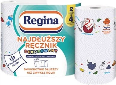 Паперові рушники Regina з декором 129 відривів 2 шари 2 рулони (8004260489935)