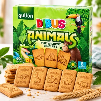 Печиво Дитяче з Малюнками Gullon Dibus Animals Wildest Biscuits Гуллон Дібус Анімалс Дикі тварини 6Вітамінів Кальцій 3шт 600г