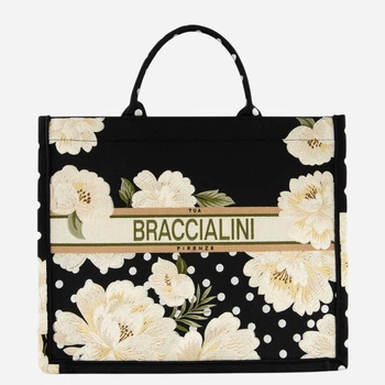 Сумка шопер жіноча тканинна Braccialini B19280-TY-3302 Чорна (800070365402)