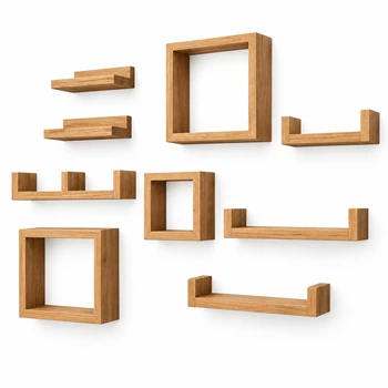 Модульні полички 9 шт з натурального дерева (сосна) ForestLine Shelving ,покриті масло-воском ПНДД 051
